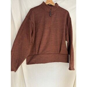 Athleta Altitude Polartec Half Zip Sweatshirt Brick  XL Cozy Fleece Athleisure